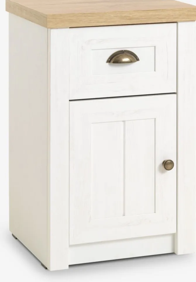 Sengebord MARKSKEL 1 skuffe hvid/egefarve