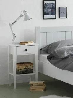 Sengebord NORDBY 1 skuffe 1 hylde hvid