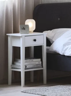 Sengebord NORDBY 1 skuffe 1 hylde hvid