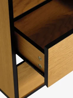 Sengebord ODENSE 2 skuffer egefarve/sort