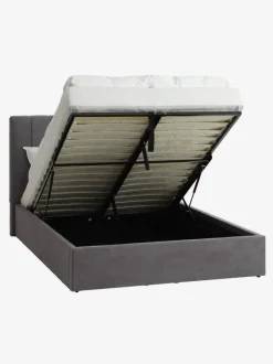 Sengeramme HASLEV 140x200 m/opbevaringsplads mørkegråt stof