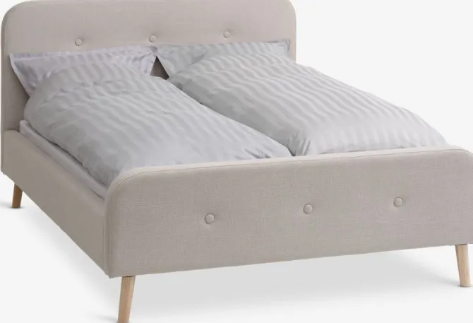 Sengeramme KONGSBERG 140x200 beige stof