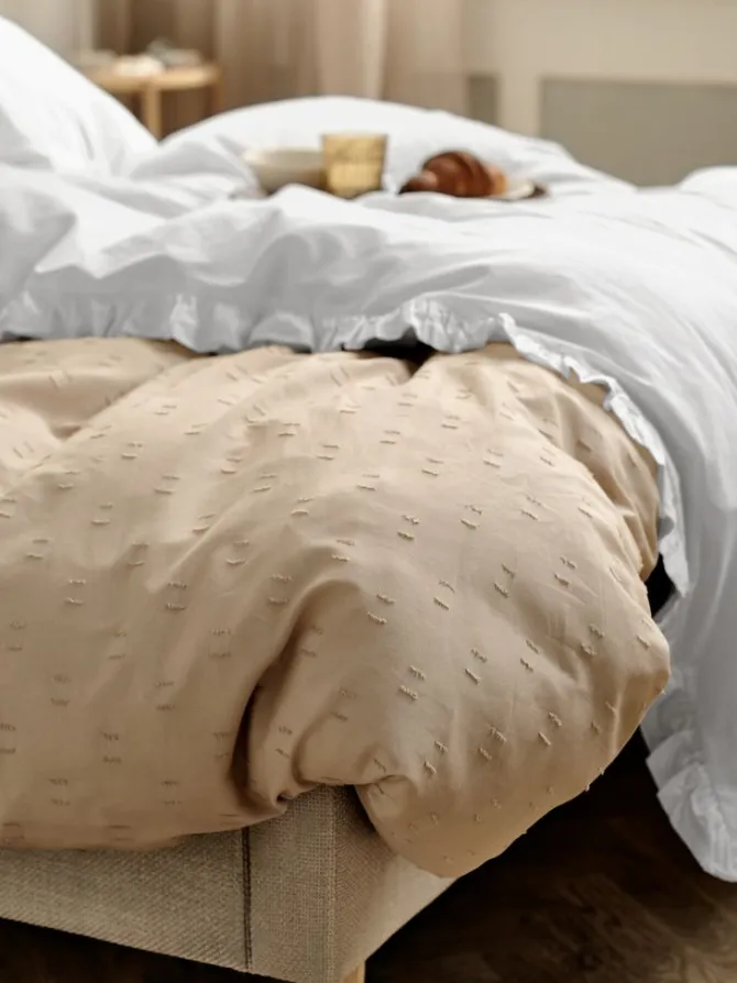 Sengetøj ELMA vasket bomuld 140x200 hvid