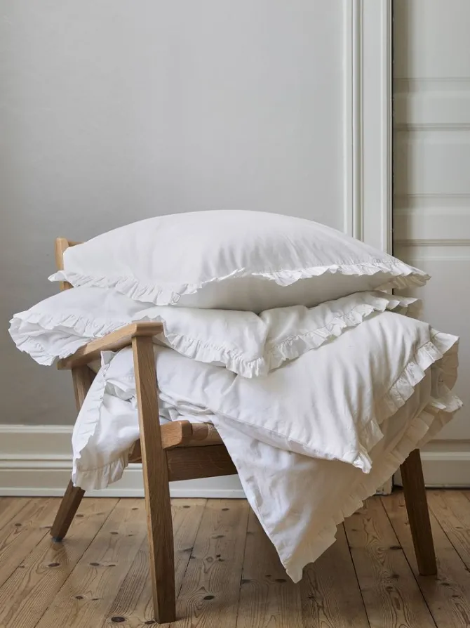 Sengetøj ELMA vasket bomuld 140x200 hvid