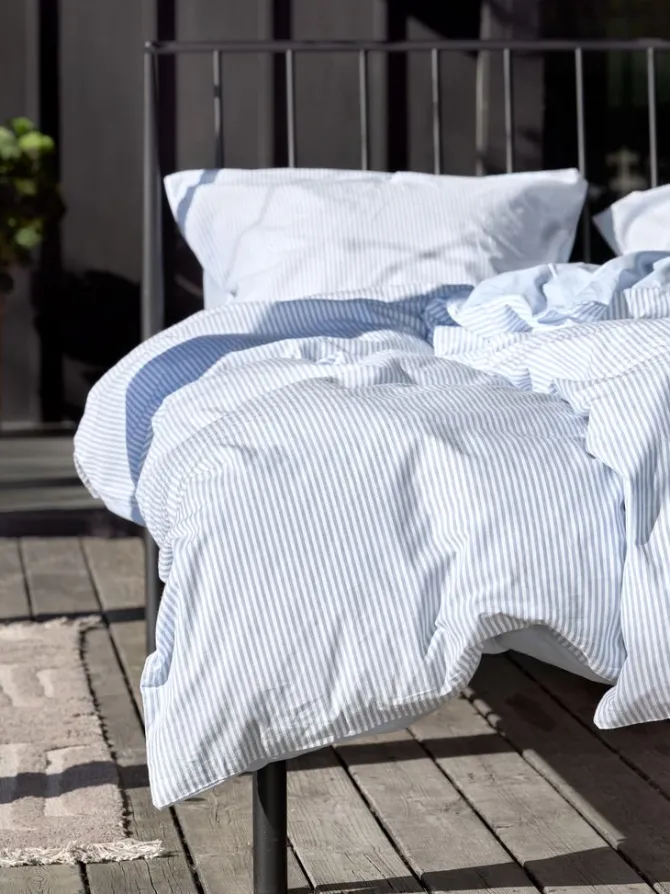 Sengetøj SHEILA garnfarvet 140x200 blå