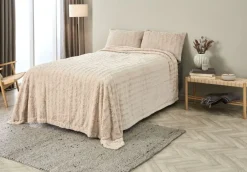 Sengetæppe MYGGBLOM 220x240 beige