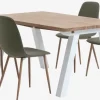 SKAGEN L150 bord eg + 4 BISTRUP stole olivengrøn