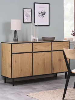 Skænk ODENSE 3 låger 3 skuffer eg/sort