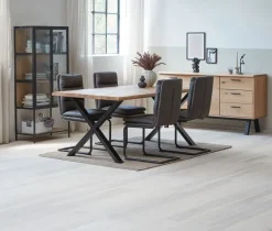 Skænk SANDBY 2 låger + 3 skuffer eg natur/sort