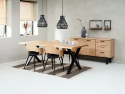 Skænk SANDBY 2 låger + 3 skuffer eg natur/sort