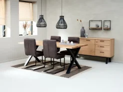 Skænk SANDBY 2 låger + 3 skuffer eg natur/sort