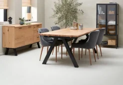 Skænk SANDBY 2 låger + 3 skuffer eg natur/sort