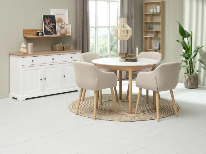 Skænk VISLINGE 3 låger 3 skuffer natur/hvid