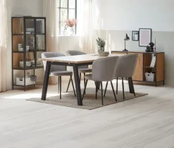 SKOVLUNDE L200 bord eg natur + 4 RISSKOV stole lysegrå