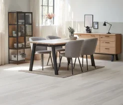 SKOVLUNDE L200 bord eg natur + 4 RISSKOV stole lysegrå