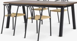 SKOVLUNDE L200 bord mørk eg + 4 JYDERUP sort/natur