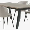 SKOVLUNDE L200 bord mørk eg + 4 RISSKOV stole lysegrå