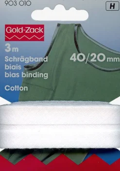 Skråbånd bomuld 40/20 mm hvid