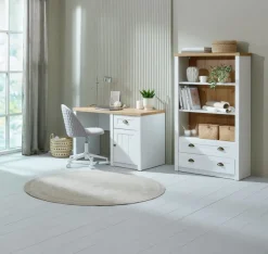 Skrivebord MARKSKEL 60x120 1 låge 1 skuffe hvid/egefarve