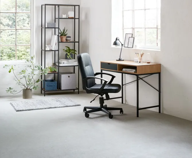 Skrivebord TRAPPEDAL 48x95 1 skuffe egefarve/sort