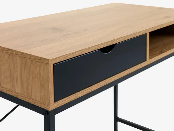 Skrivebord TRAPPEDAL 48x95 1 skuffe egefarve/sort