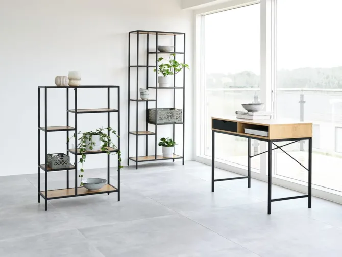 Skrivebord TRAPPEDAL 48x95 1 skuffe egefarve/sort