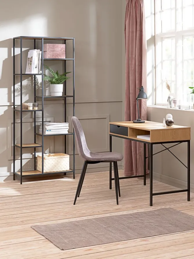 Skrivebord TRAPPEDAL 48x95 1 skuffe egefarve/sort