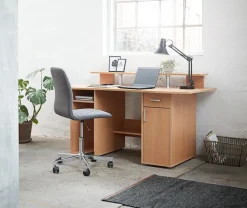 Skrivebordsstol ABILDHOLT mørkegråt stof/krom