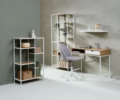 Skrivebordsstol KOKKEDAL gråt stof/hvid