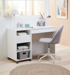 Skrivebordsstol KOKKEDAL gråt stof/hvid