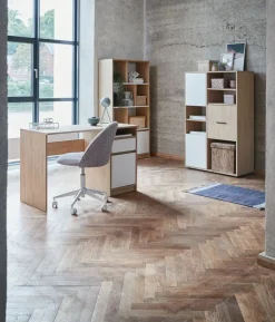 Skrivebordsstol KOKKEDAL gråt stof/hvid