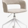 Skrivebordsstol REERSLEV sandfarvet stof/hvid