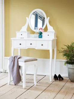 Sminkebord MALLING m/spejl 5 skuffer hvid