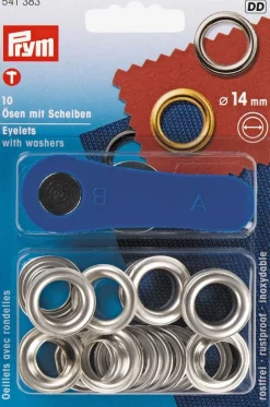 Snøreringe sølvfarvet 14mm 10 stk/pk