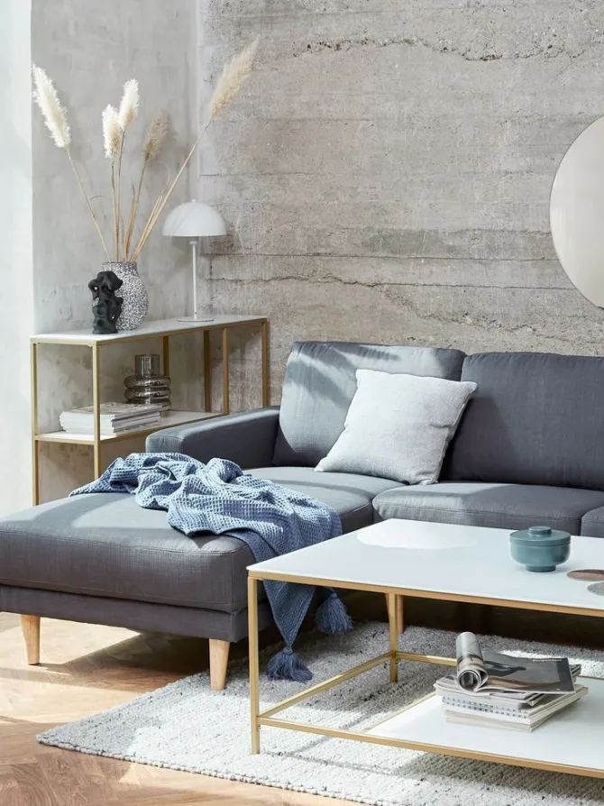 Sofa EGENSE chaiselong mørkegråt stof