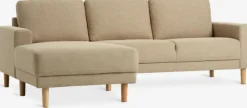 Sofa EGENSE chaiselong sandfarvet stof/egefarve