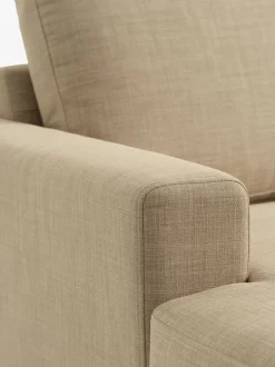 Sofa EGENSE chaiselong sandfarvet stof/egefarve