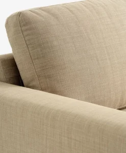Sofa EGENSE chaiselong sandfarvet stof/egefarve
