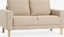 Sofa EGENSE 2-pers. sandfarvet stof/egefarve