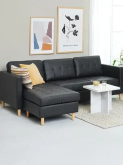 Sofa FALSLEV chaiselong sort kunstlæder