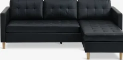 Sofa FALSLEV chaiselong sort kunstlæder
