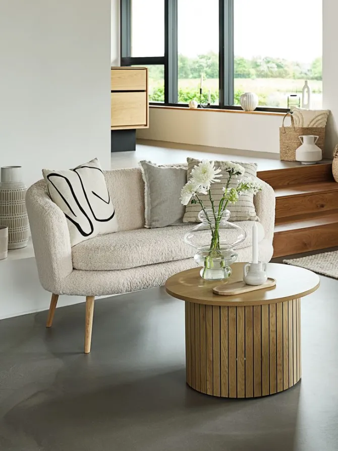 Sofa GISTRUP 2-pers. råhvid teddy