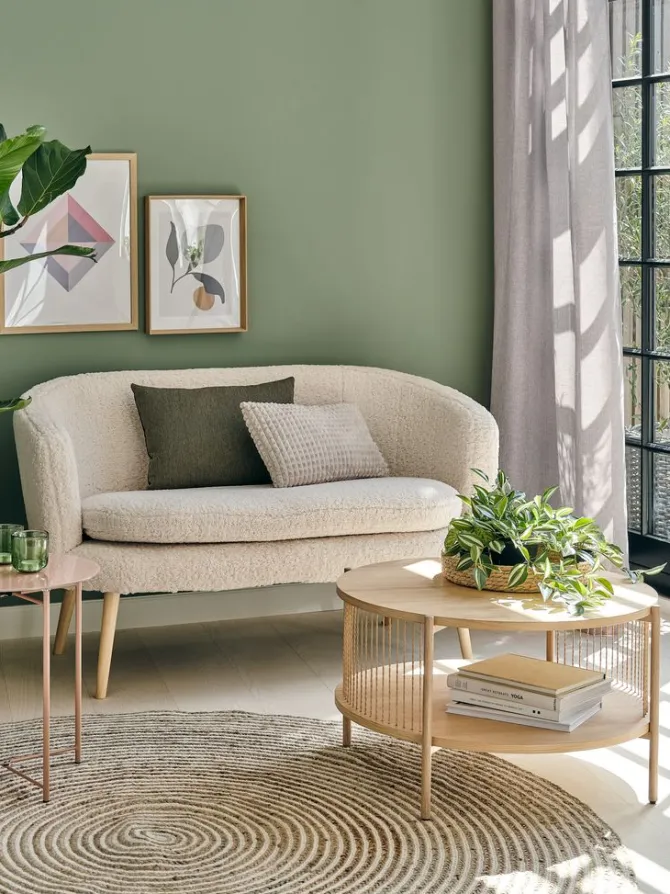 Sofa GISTRUP 2-pers. råhvid teddy