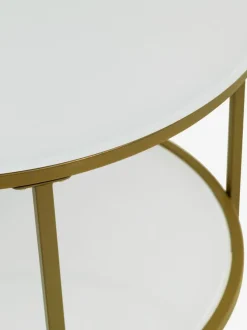 Sofabord GADEVANG Ø65 hvid/guld