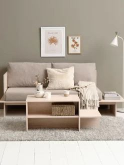 Sofabord SOLLERUP 50x110 m/hylder massiv fyr