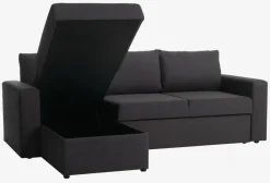 Sovesofa chaiselong MARSLEV mørkegråt stof