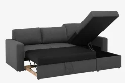 Sovesofa chaiselong MARSLEV mørkegråt stof
