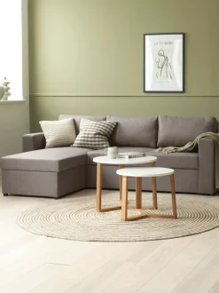 Sovesofa chaiselong MARSLEV lysegråt stof