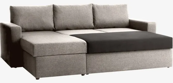 Sovesofa chaiselong MARSLEV lysegråt stof