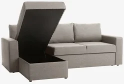 Sovesofa chaiselong MARSLEV lysegråt stof